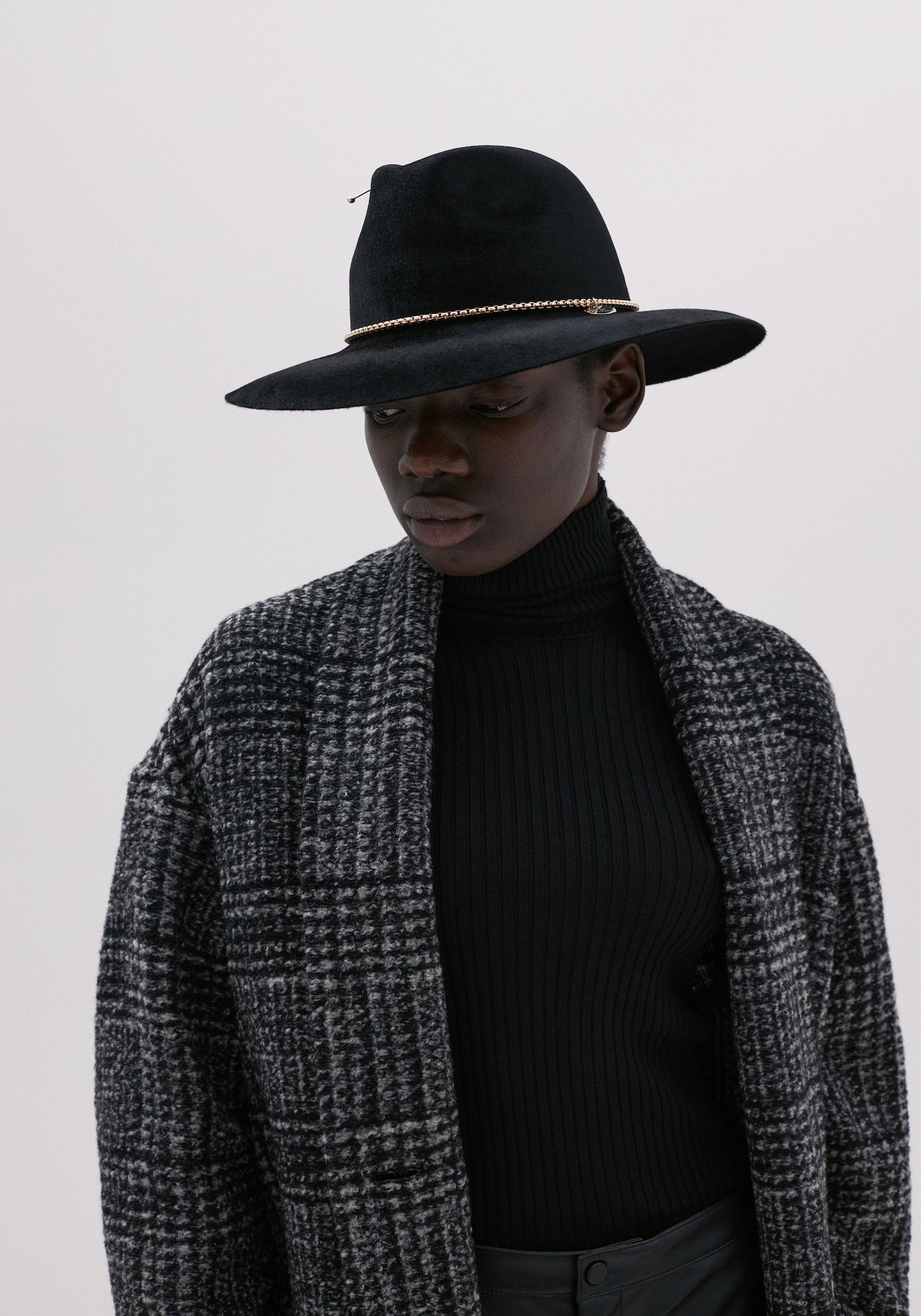 Black Embellished Fedora Forte Forte Wool pearl embellished fedora hat | The Fashion  main image 4
