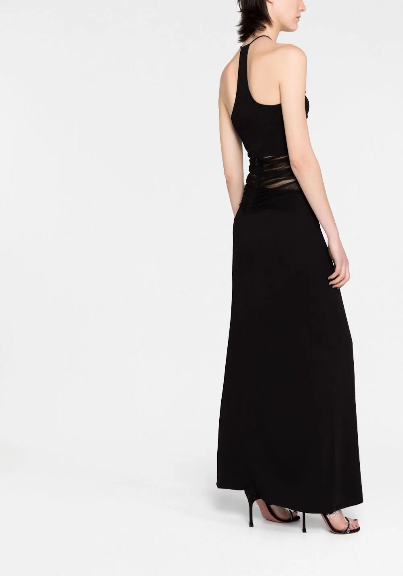 TULLE PANEL CUT-OUT DRESS IN BLACK