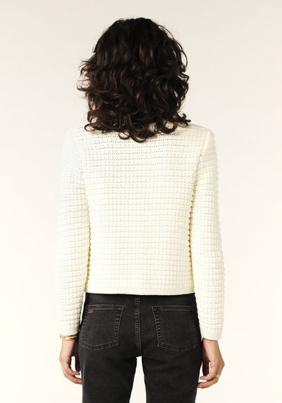 GASPARD DECORATIVE KNIT CARDIGAN IN OFF-WHITE