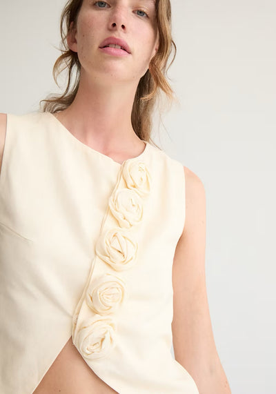 ILEANA LINEN BLOUSE IN IVORY