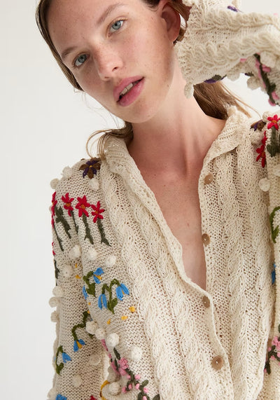 AZMINA KNITTED CARDIGAN IN IVORY