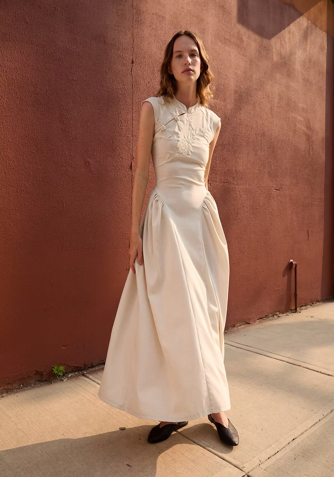 NAOMI LINEN DRESS IN BEIGE MELANGE