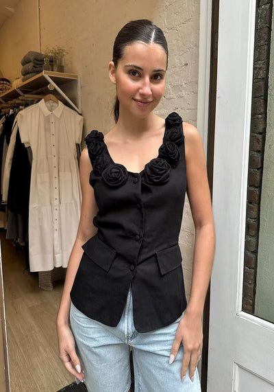 LOIRE LINEN BLOUSE IN BLACK