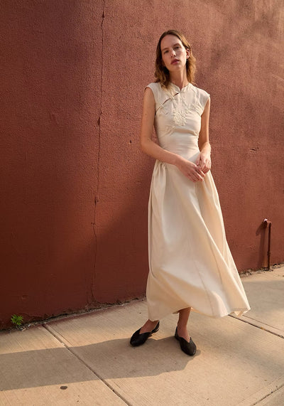 NAOMI LINEN DRESS IN BEIGE MELANGE