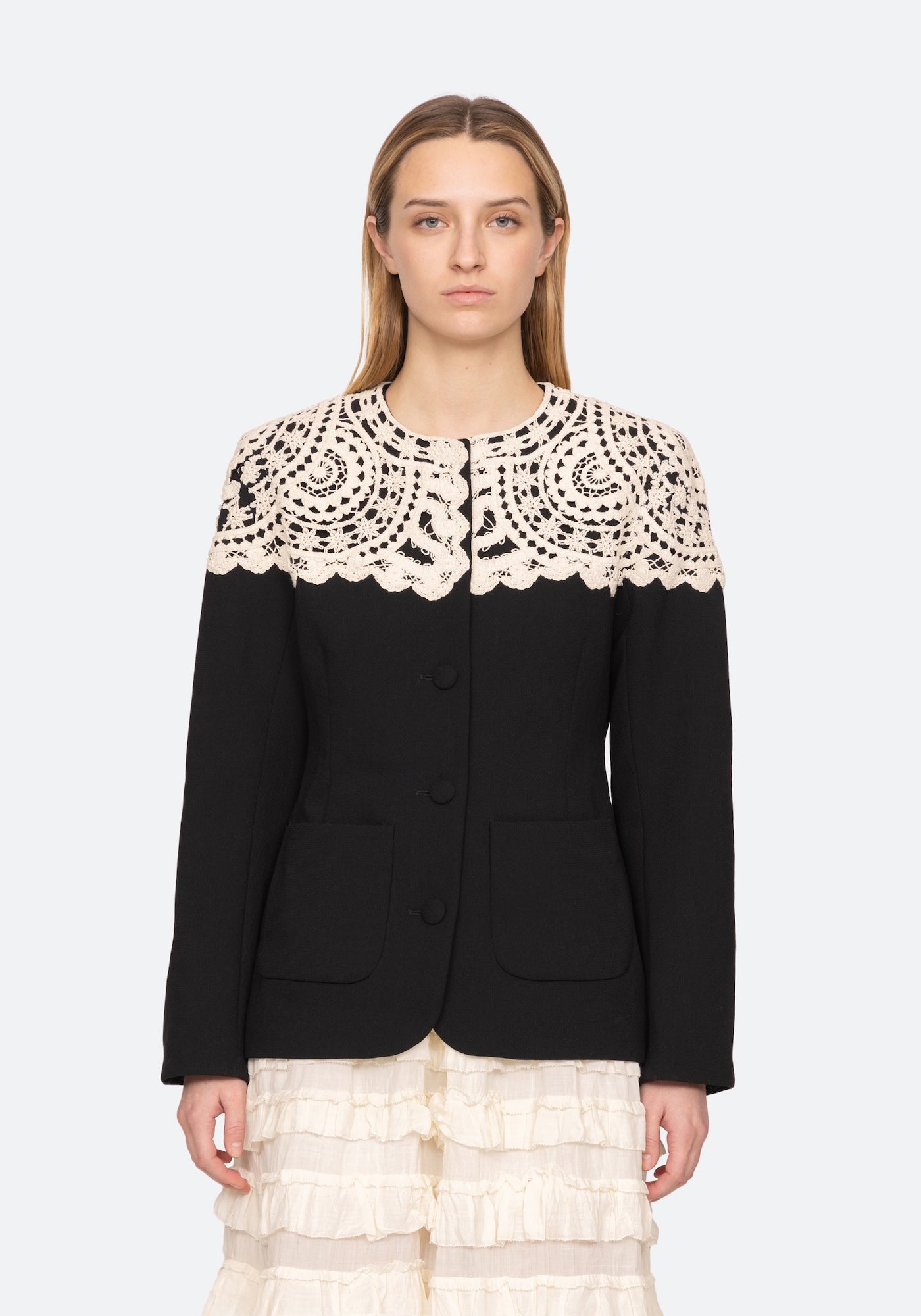 NARA CROCHET JACKET IN BLACK
