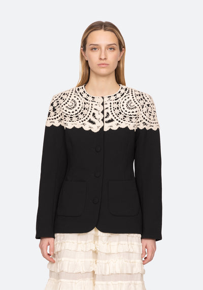 NARA CROCHET JACKET IN BLACK