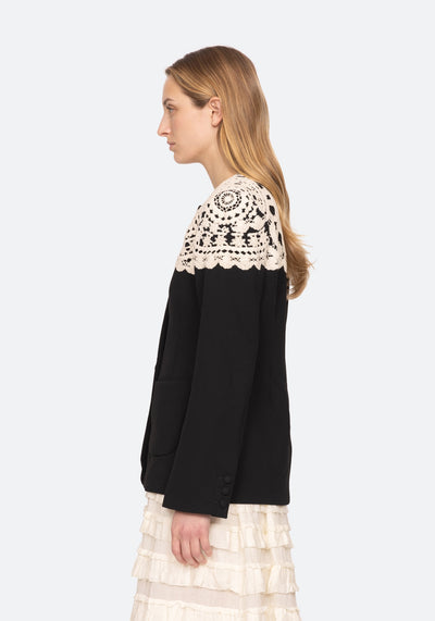 NARA CROCHET JACKET IN BLACK