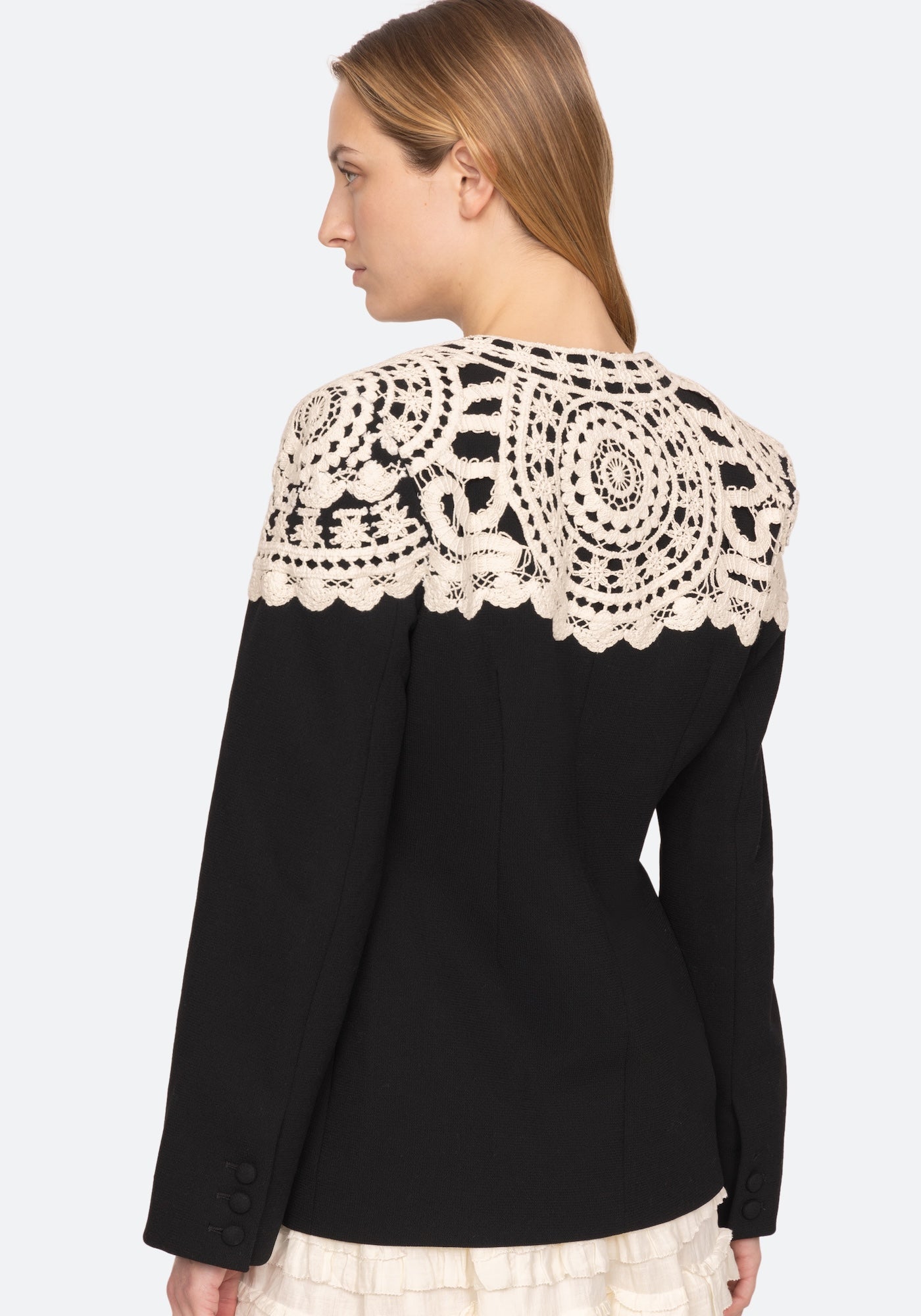 NARA CROCHET JACKET IN BLACK