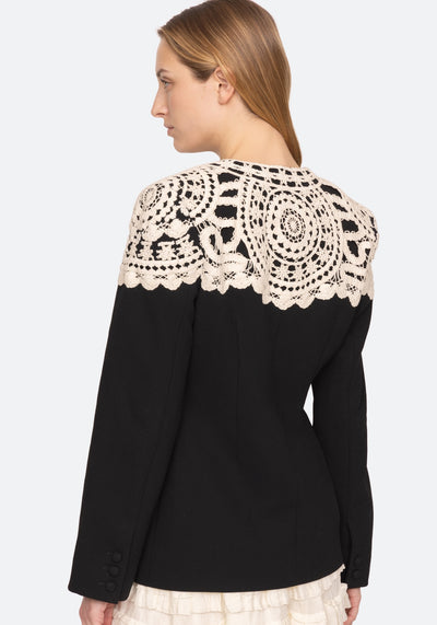NARA CROCHET JACKET IN BLACK