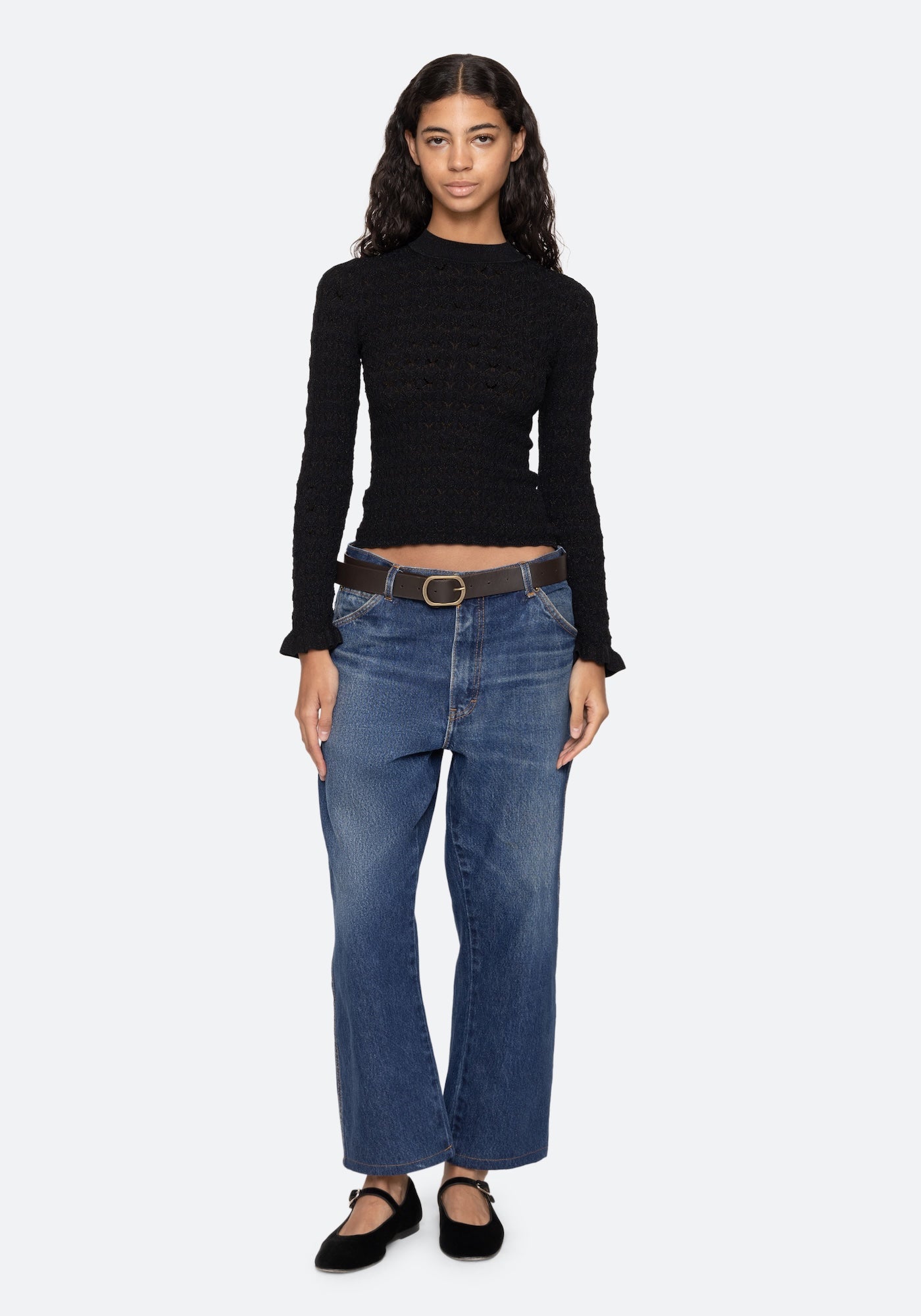 RUBY KNIT LONG SLEEVE TOP IN BLACK