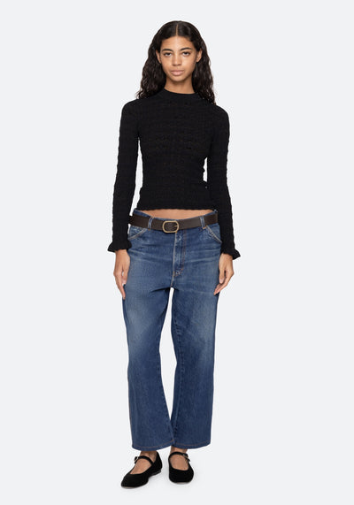 RUBY KNIT LONG SLEEVE TOP IN BLACK