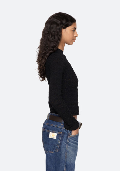 RUBY KNIT LONG SLEEVE TOP IN BLACK