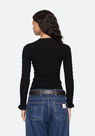 RUBY KNIT LONG SLEEVE TOP IN BLACK