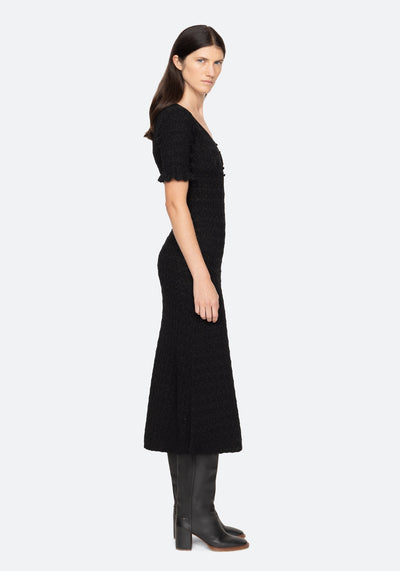 RUBY KNIT MIDI DRESS IN BLACK