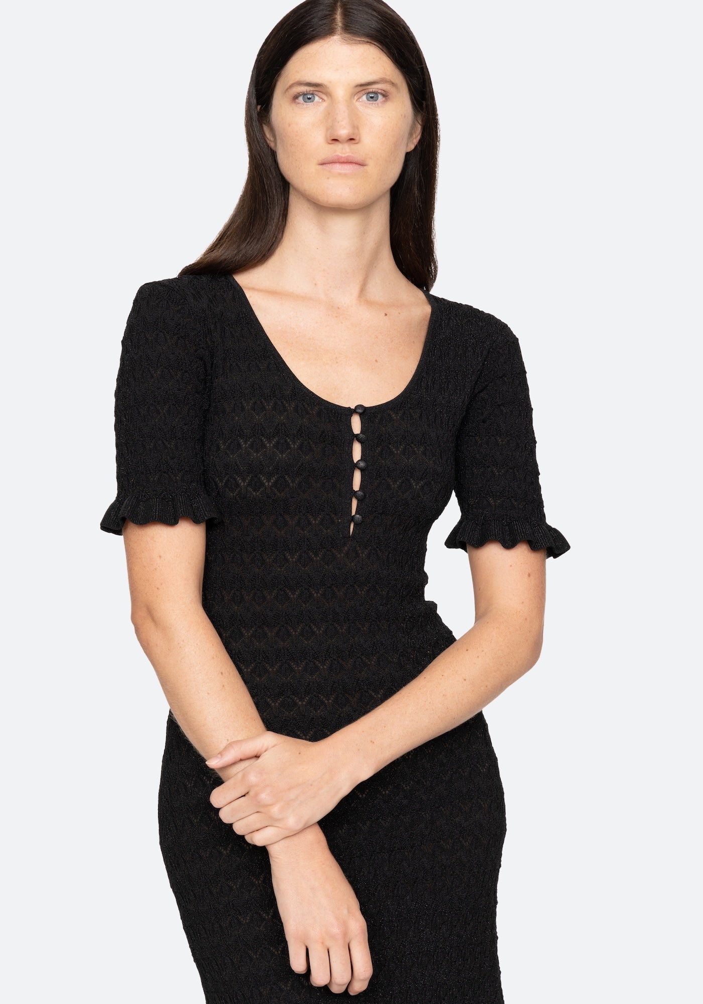 RUBY KNIT MIDI DRESS IN BLACK