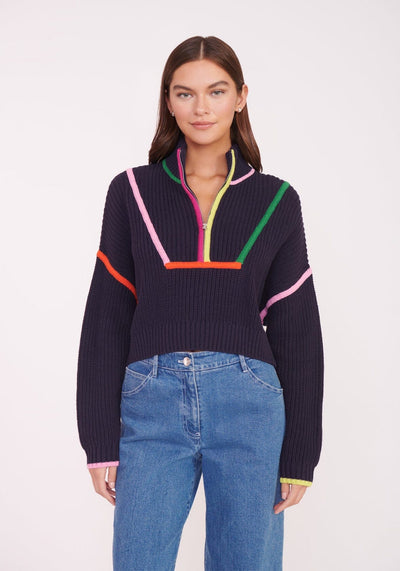 CROPPED HAMPTON SWEATER NAVY MULTI