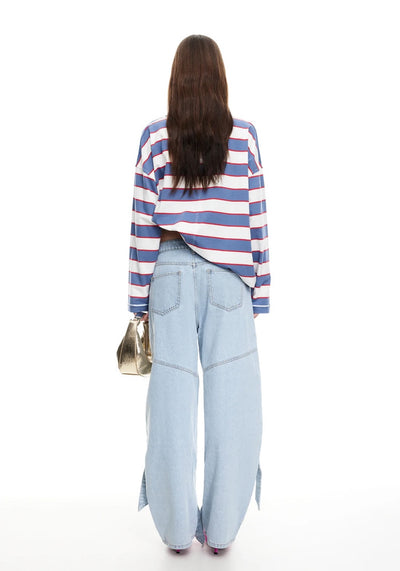 HORIZON LONG SLEEVE IN DUSTY BLUE STRIPE