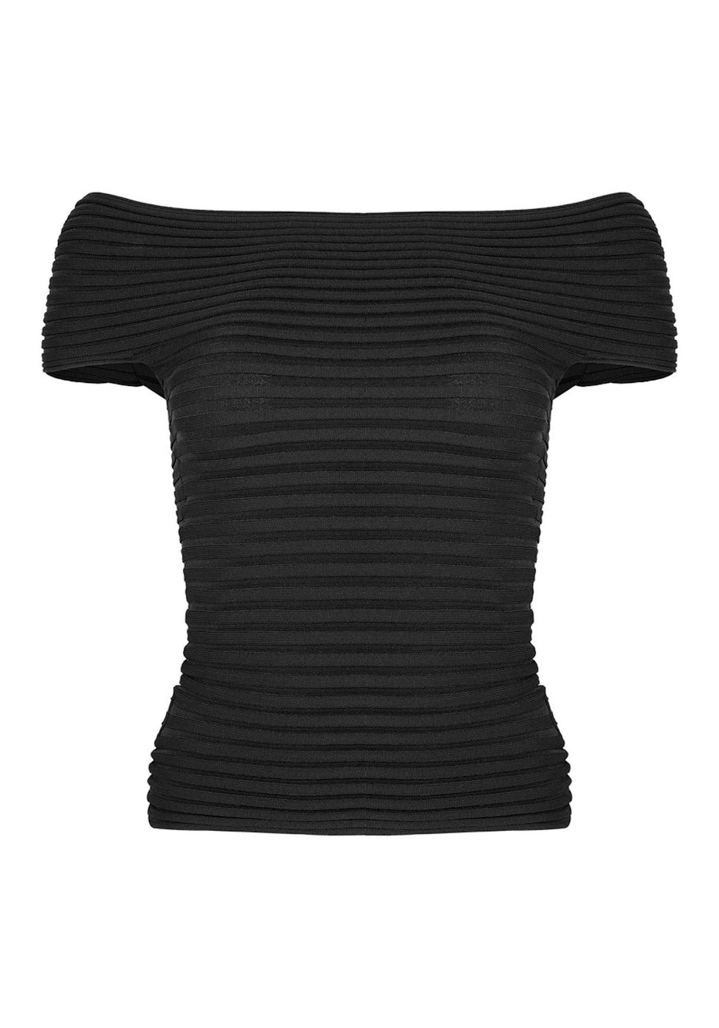 IRIS RIBBED TOP IN NEGRO