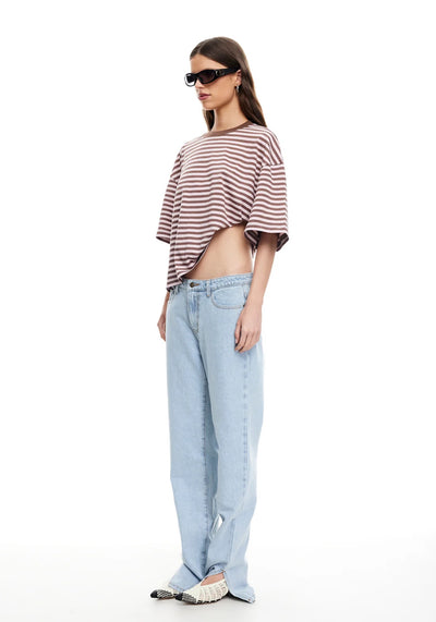 BLOOM SHORT SLEEVE IN CHOCOLATE BLUSH STRIPE