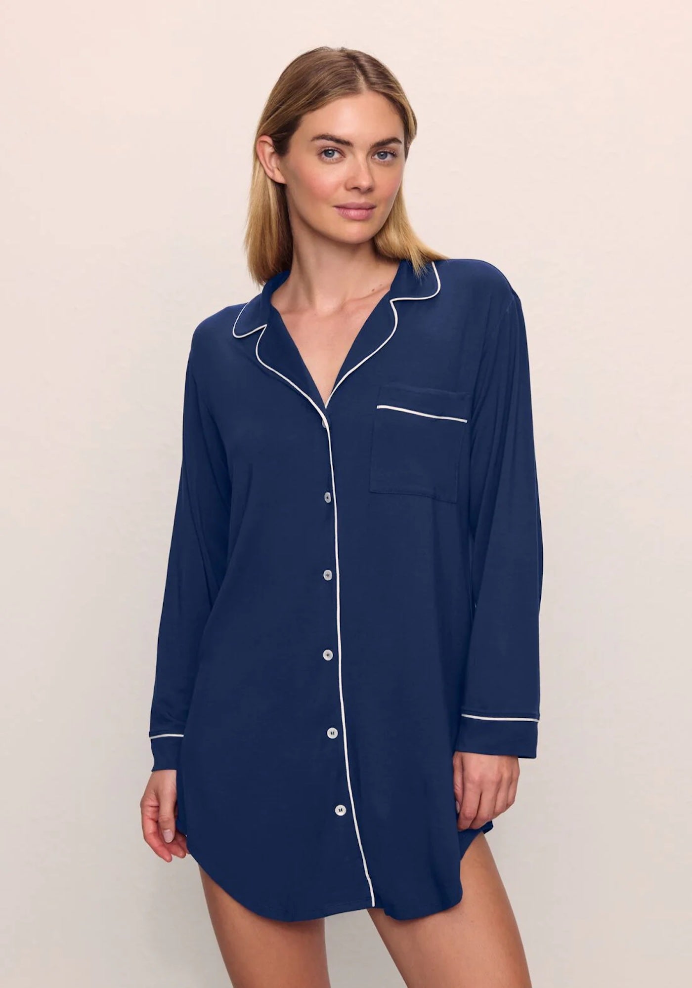 GISELE THE SLEEP SHIRT IN NAVY/IVORY