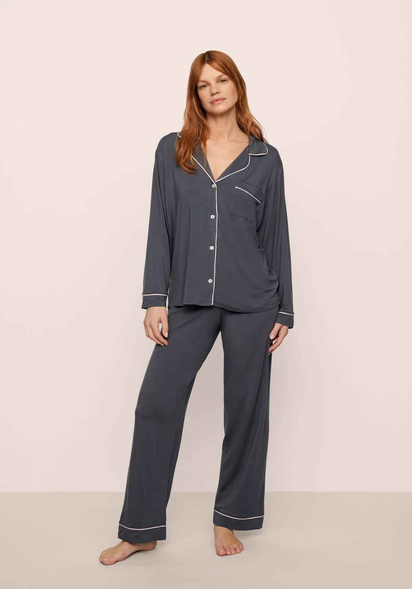 GISELE THE LONG PJ SET IN GRAPHITE/SORBET