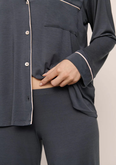 GISELE THE LONG PJ SET IN GRAPHITE/SORBET