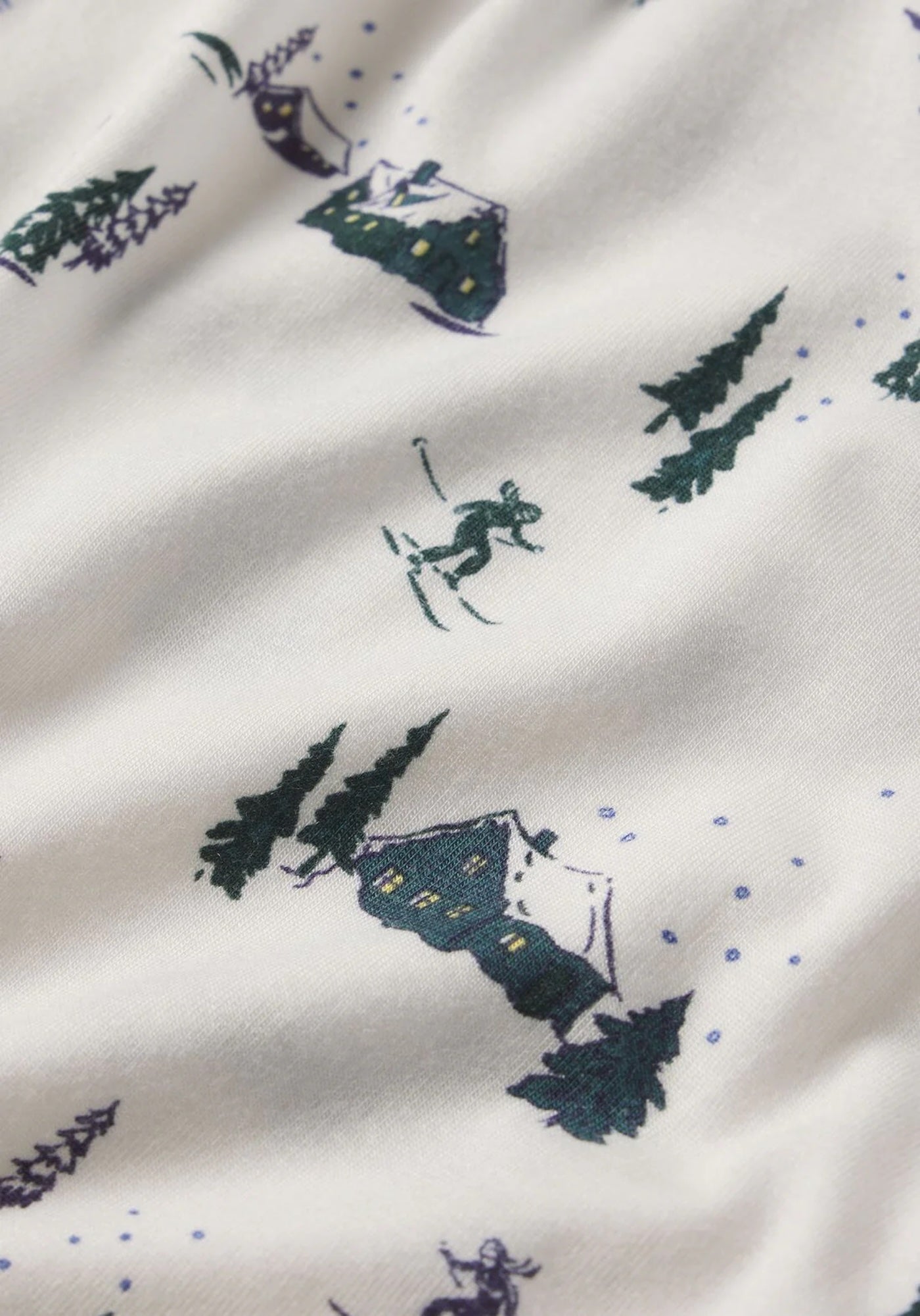 GISELE PRINTED LONG PJ SET RIBBON IN SKI CHALETIVORY/PINE