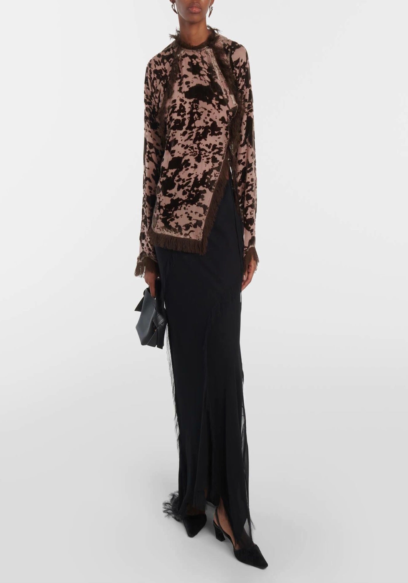 SEMI-SHEER VELVET TOP IN BROWN