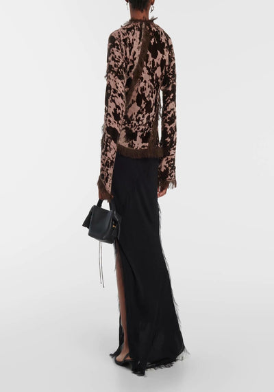 SEMI-SHEER VELVET TOP IN BROWN