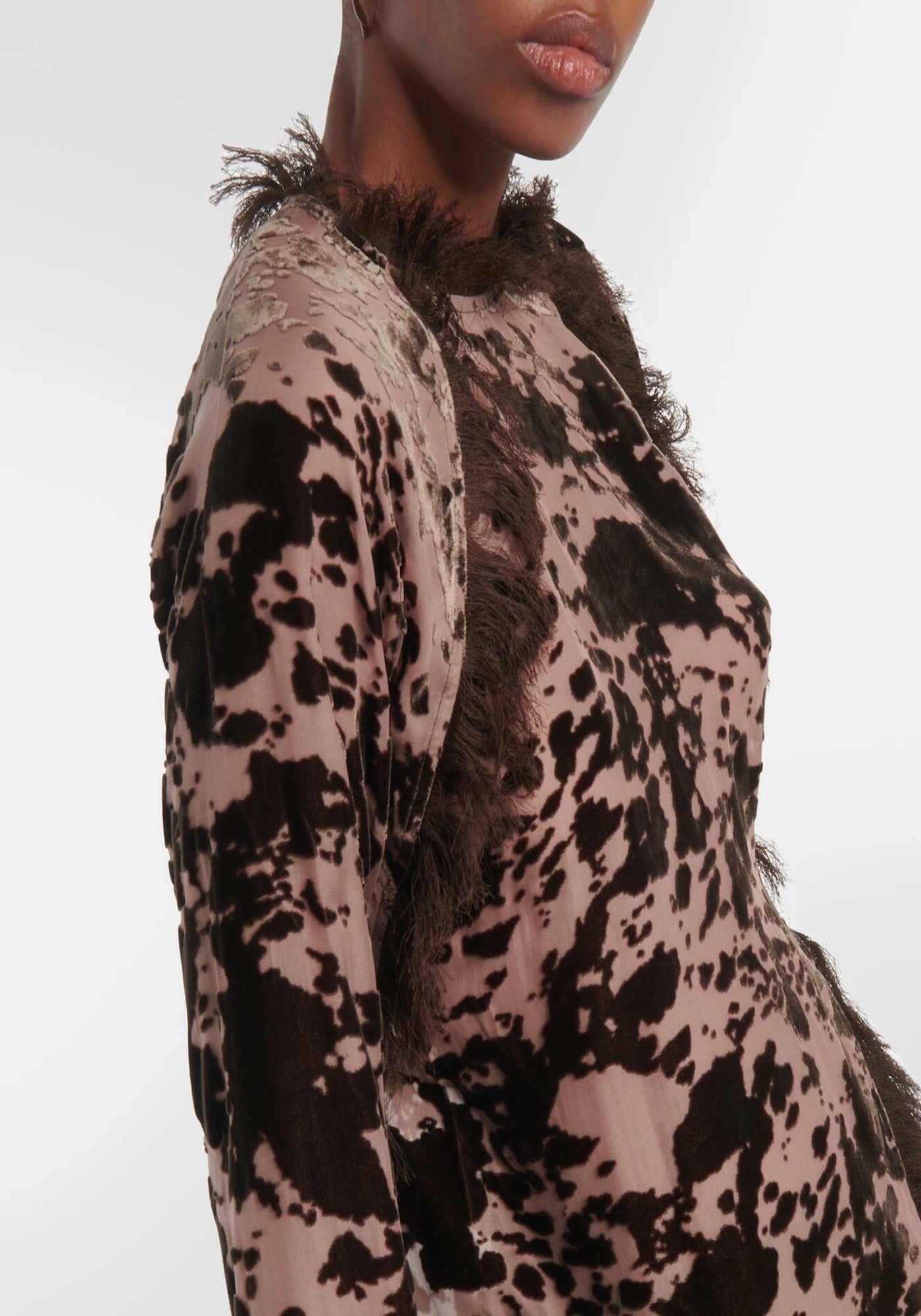 SEMI-SHEER VELVET TOP IN BROWN
