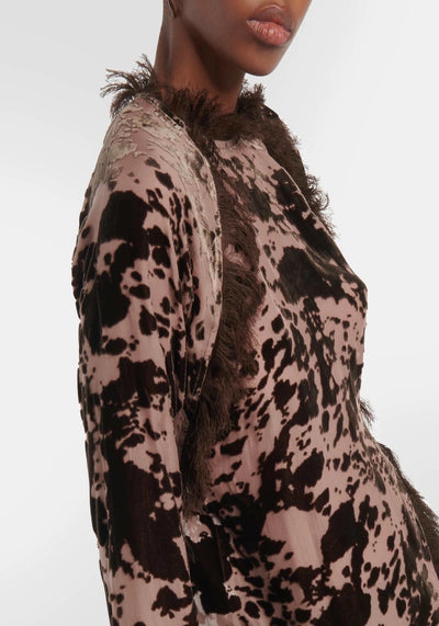 SEMI-SHEER VELVET TOP IN BROWN