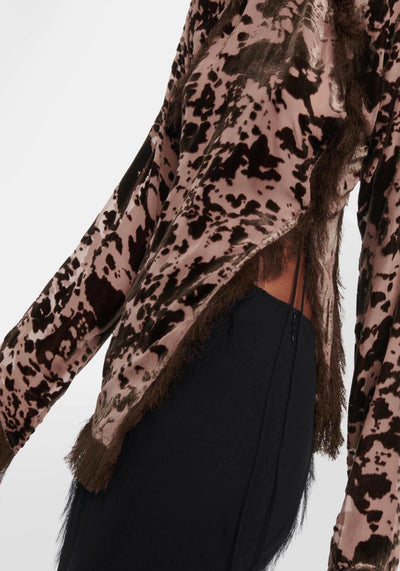 SEMI-SHEER VELVET TOP IN BROWN