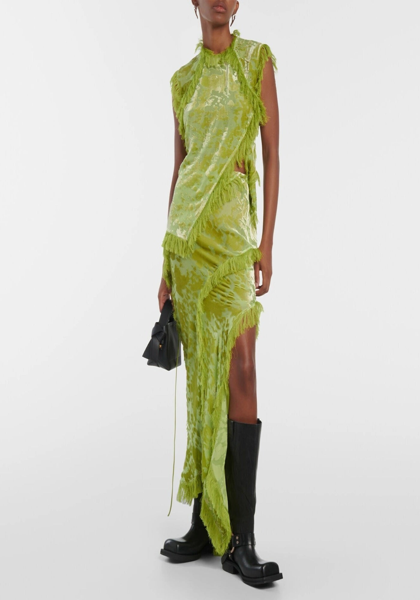 VELVET DRAPED MAXI SKIRT