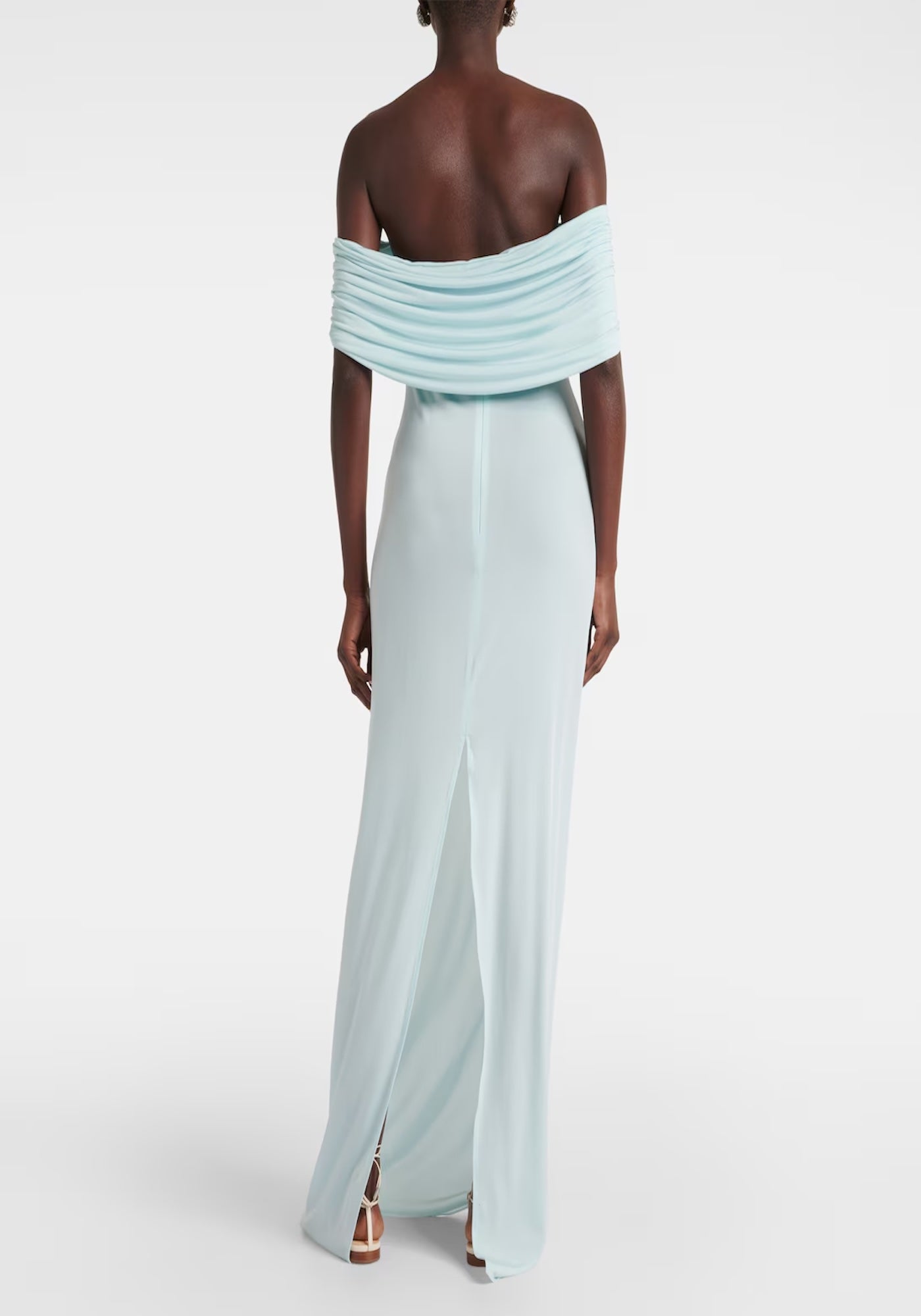 CROCHET-TRIMMED OFF-SHOULDER MAXI DRESS