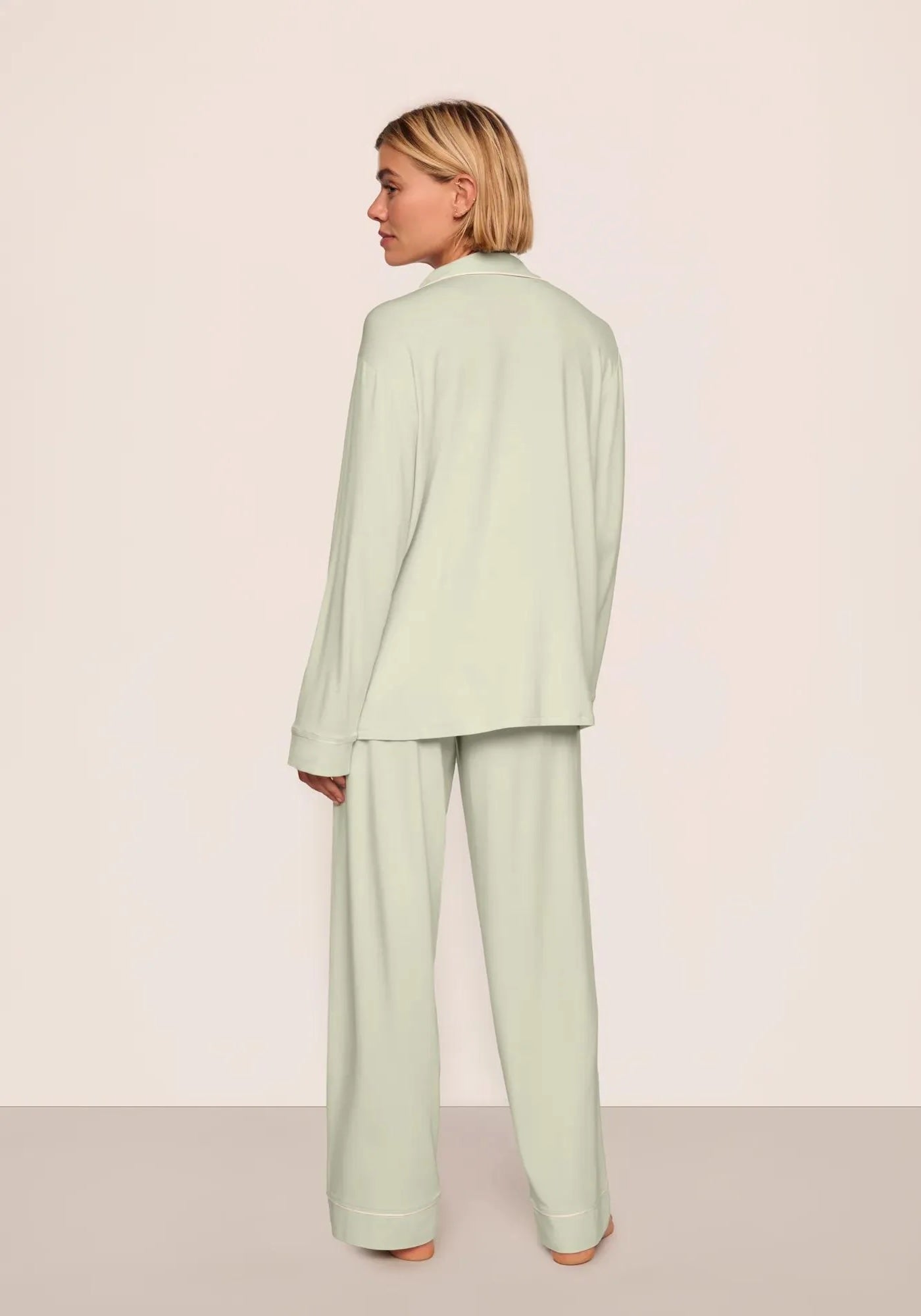 GISELE LONG PJ SET IN MINT CREAM/IVORY MICIV