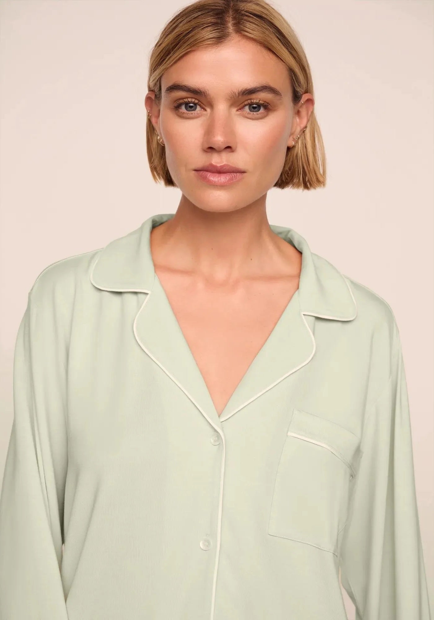 GISELE LONG PJ SET IN MINT CREAM/IVORY MICIV