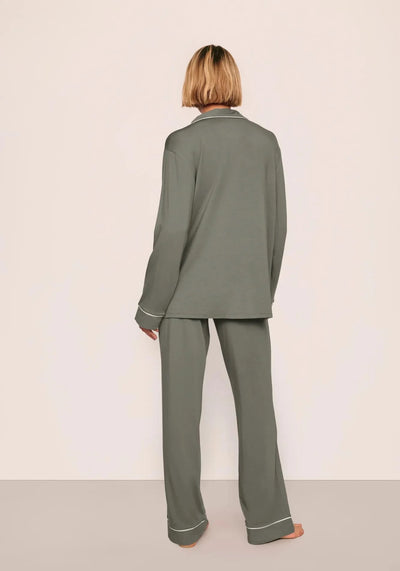 GISELE LONG PJ SET IN SMOKEY OLIVE/IVORY SOLIV