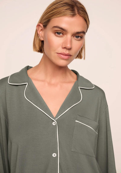 GISELE LONG PJ SET IN SMOKEY OLIVE/IVORY SOLIV