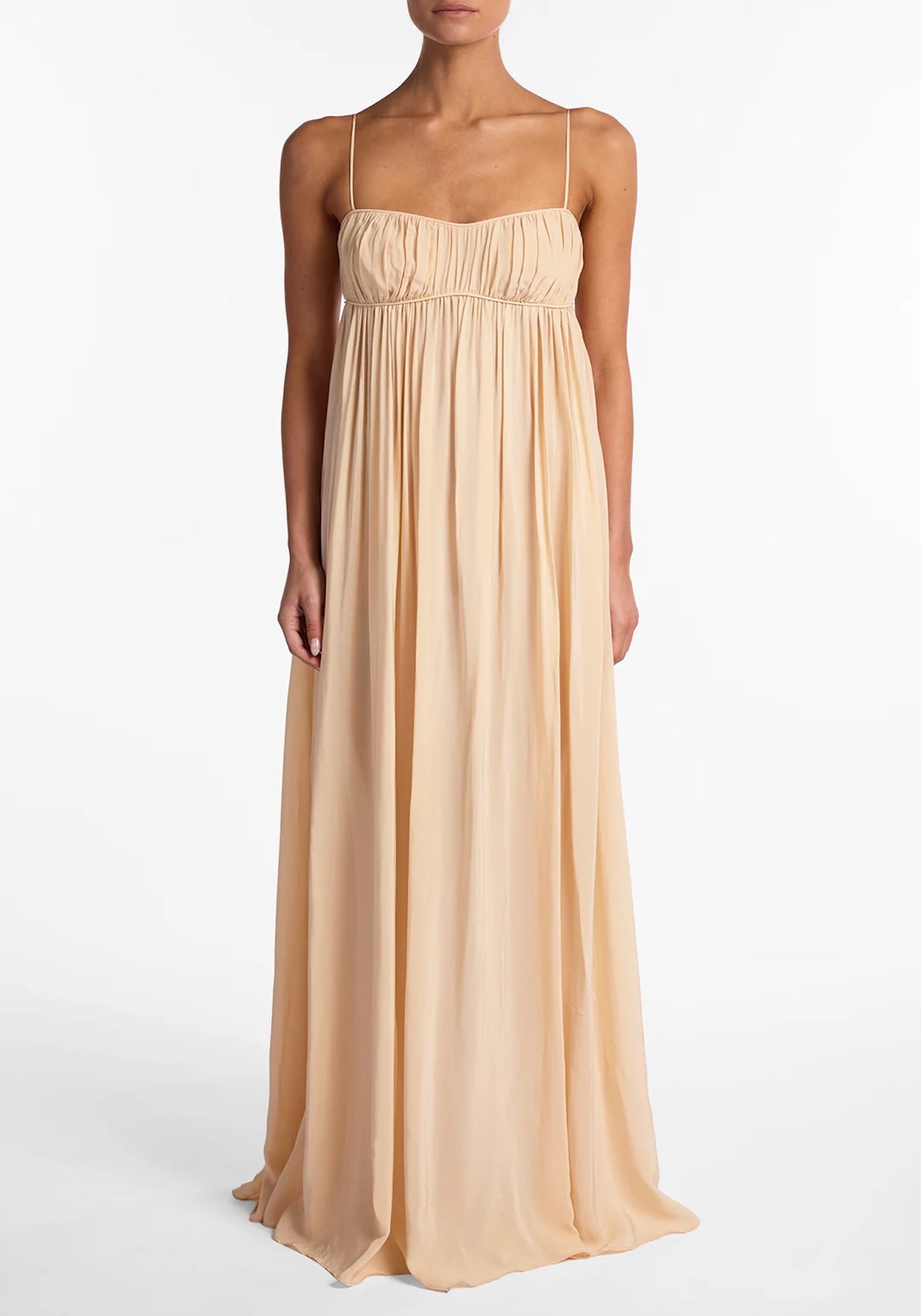 RUCHED CHIFFON DRESS IN GOLD