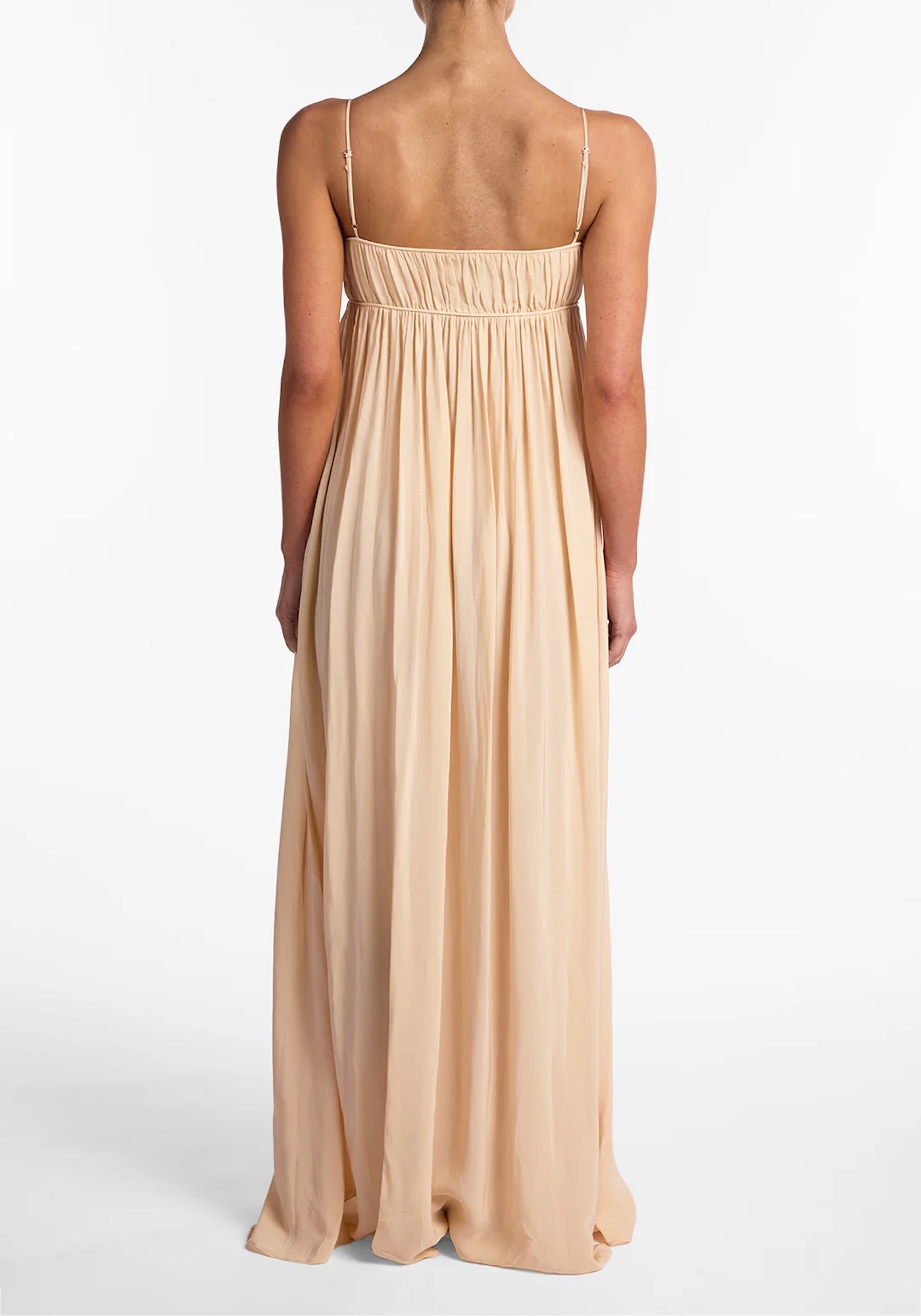 RUCHED CHIFFON DRESS IN GOLD