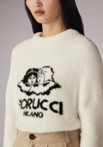 FLUFFY MILANO ANGELS KNIT JUMPER IN WHITE