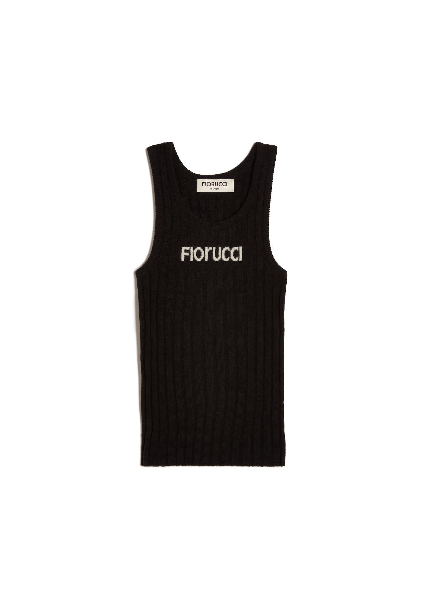 ANGOLO RIBBED VEST IN BLACK