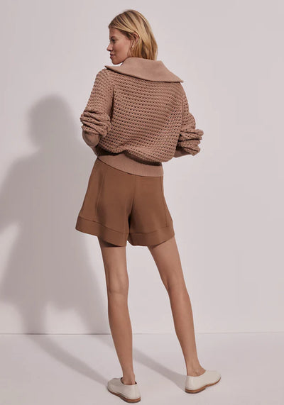 ELOISE FULL ZIP KNIT IN WARM TAUPE