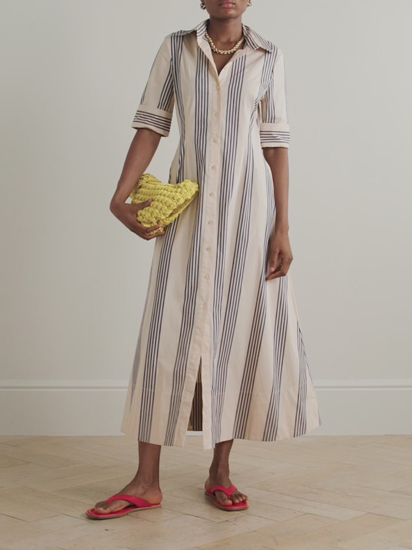 MAXI JOAN DRESS IN MARINE BAYADERE STRIPE