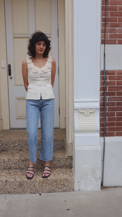 LOIRE LINEN TOP IN IVORY