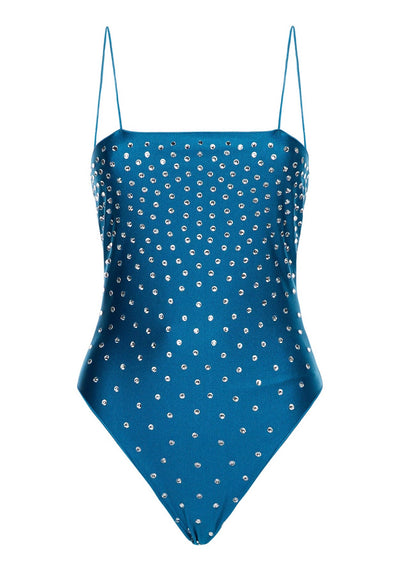 GEM MAILLOT IN TURQUOISE-CRYSTAL