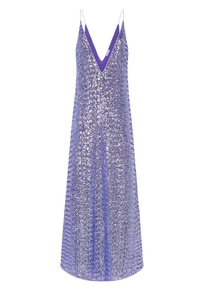 PAILLETTES V DRESS IN LILAC