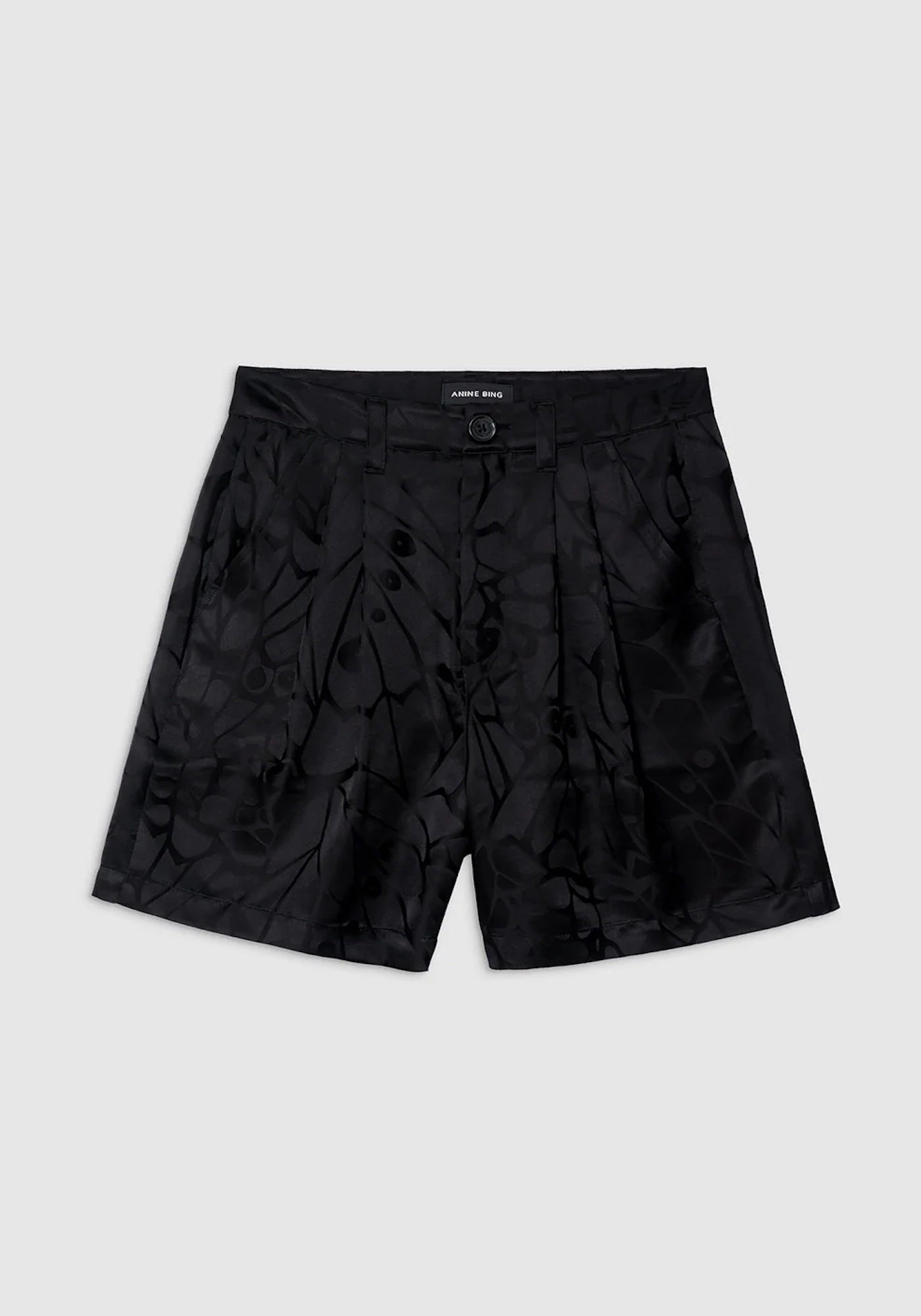CARRIE SHORT IN BLACK BUTTERFLY JACQUARD