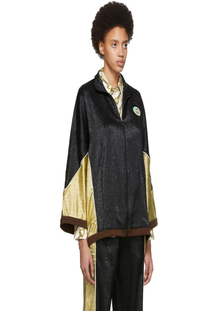 BLACK GOLD CREPE LAME KIMONO JACKET