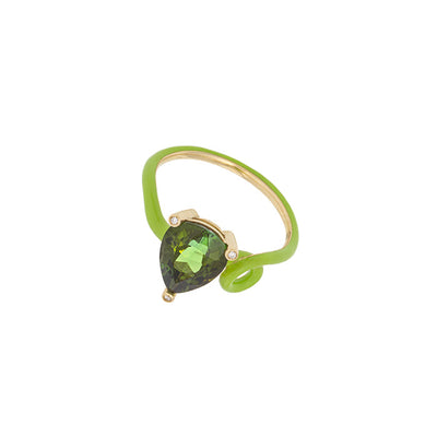 KIM RING IN LIME GREEN WITH TOURMALINE